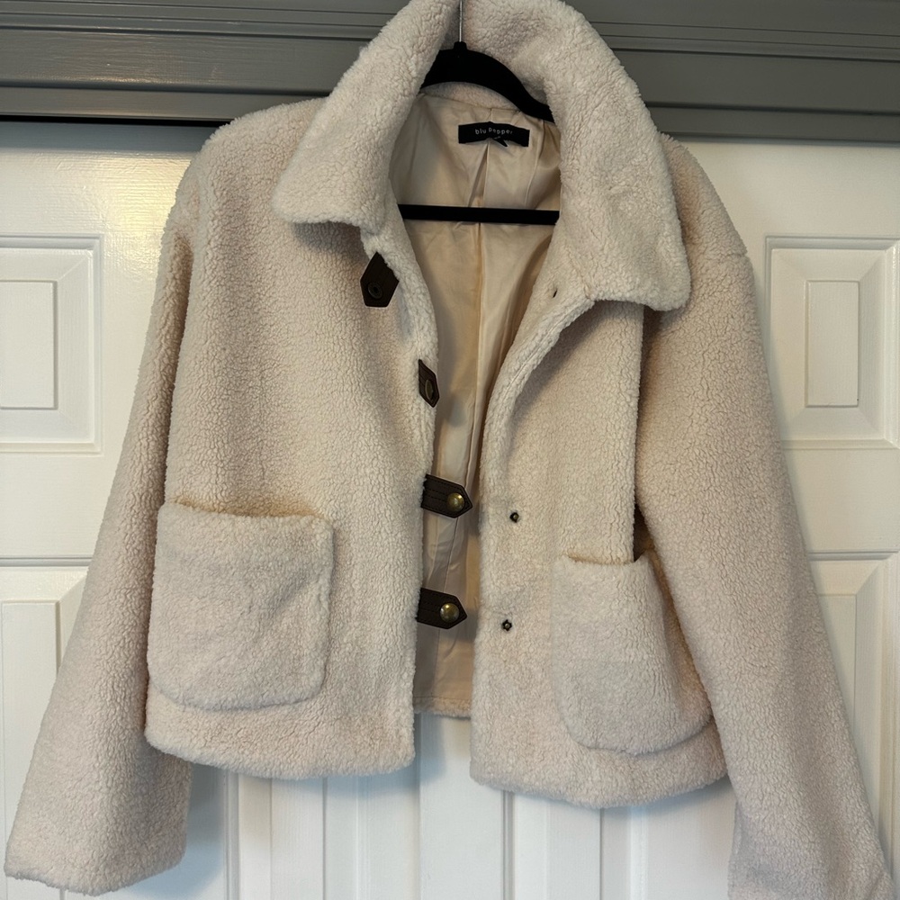 Blu Pepper Soft Cream Teddy Jacket